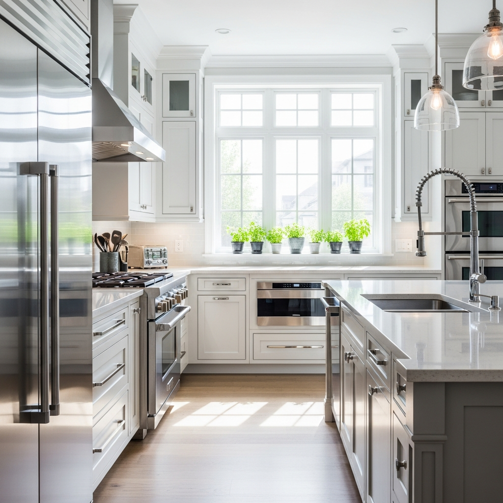 My Ottawa Handyman Modern kitchen renovation with stainless steel hardware in Kanata Ottawa