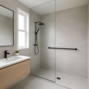 My Ottawa Handyman Modern Baby Boomer home upgrades Ottawa featuring a curb-less walk-in shower.