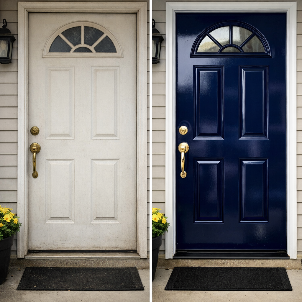 Door_pianting ► My Ottawa Handyman My Ottawa Handyman Before and after exterior door painting Ottawa showing restored curb appeal